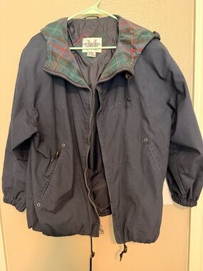 Mulberry Street Navy Jacket with Green and Red Tartan Lining